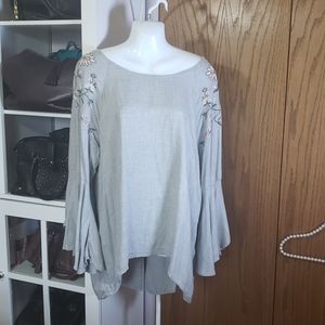 Lauren Conrad boho embroidered tunic blouse XL